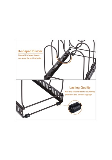 Genişletilebilir Tencere Düzenleyici, 10 Ayarlanabilir Bölme, Bulaşıklar İçin Mutfak Depolama Alanı -