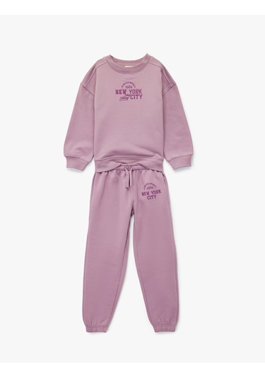 Koton Regular Fit Nakışlı Pamuk Karışımlı Eşofman Takımı Pembe 6wkg10221ak Gül