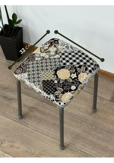 Iv-trik-stail Kare Lastikli Goblen Tabure Yastığı 32x32 183964620 Siyah