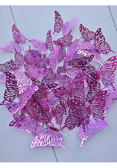 Galerea Prazdnıka Dekorasyon Ve Süsleme İçin 3d Kelebek Çıkartmaları 202536262 Fuşya