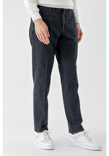 Morven Erkek Siyah Pamuk Yan Cep Dynamic Fit Chino Pantolon Siyah