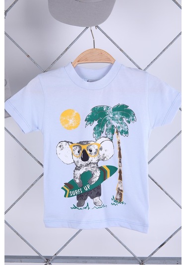 Babyhola 3'lü Tişört Keten Şort Şapka Erkek Bebek Çocuk Bayramlık Alt Üst Takım Elbise 02101 Mavi