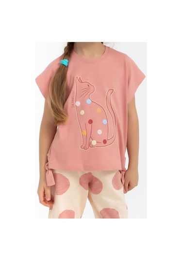 Roly Poly 2791 Garson Cat Fil Dişi Kız Çocuk Kapri Takım Şeftali