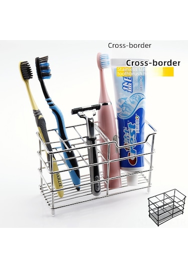 Geeroyoo Stainless Steel Banyo Diş Fırçası Tutucu - Elektrikli Diş Fırçası İçin 6 Bölmeli, Delme Yok Kurulum, Organize Depolama Rafı Siyah Diğer