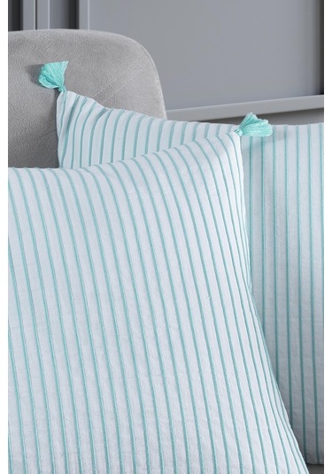 Maisonart Pompoms 2'li Dekoratif Kırlent Kılıfı Yastık Kılıfı %100 Pamuklu 44x44 Cm Mint