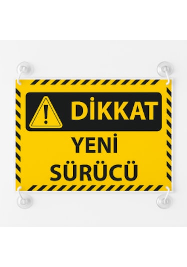 Sarı Siyah Renk Dikkat Yeni Sürücü Yazılı Araba Cam Oto Aksesuar