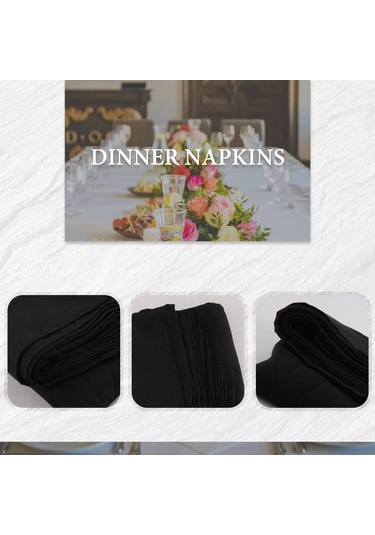 12 Adet Peçete Yemek Bezi, Restoran Düğün Otel Yemek Partisi İçin Siyah