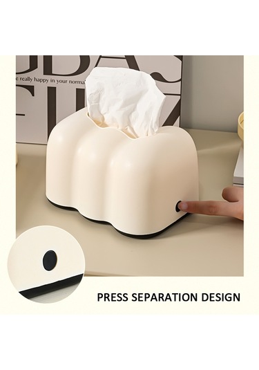 Sones Bulut Mendil Kutusu Masa Üstü Krem Tarzı Duvara Asılı Plastik Peçetelik Beyaz