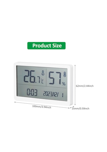 Youtek Ev İçi Evcil Kullanıma Yüksek Hassasiyetli Lcd Ekranlı Sıcaklık Ve Nem Ölçer - Beyaz Cr2032 Pil İle Teslim Beyaz