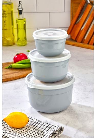 3'lü Hava Geçirmez Saklama Kabı - Gri Gri