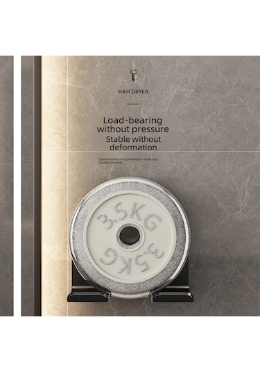 Yunboo Banyo Fön Tutucu Duvarlı Delme Yok - Çelik Qara Renk, Pratik Kurulum, Saç Kurutma Makinesi İçin Dayanıklı Rahat Kolluk Diğer