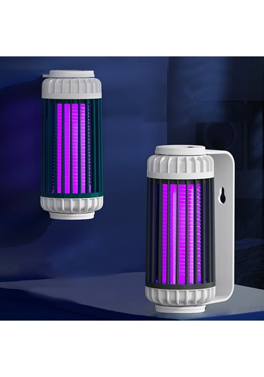 Ximistore9 Pil Desteğili Evcil Kovucu - 365nm Mor Işık Ve Solunum Benzetimi İle Çok Yönlü Tutma, Güçlü Elektrik Şoku İle Komar Öldürücü Gri