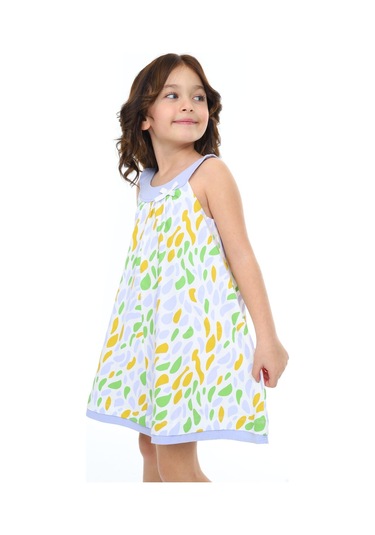 Toontoy Kız Çocuk Komple Renkli Baskılı Elbise Mavi