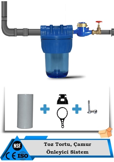WaterMelon 5 Inç Daire Bina Sayaç Girişi Pas Çamur Kireç Önleyici Su Arıtma 1 Mikron Sediment Filtre