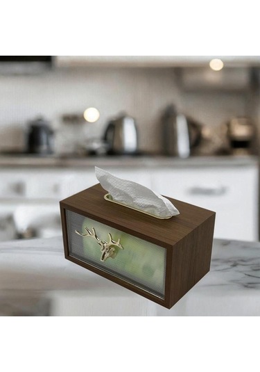 Suntek Doku Kutusu Kapağı Peçete Organizatör Çok Yönlü Kahverengi