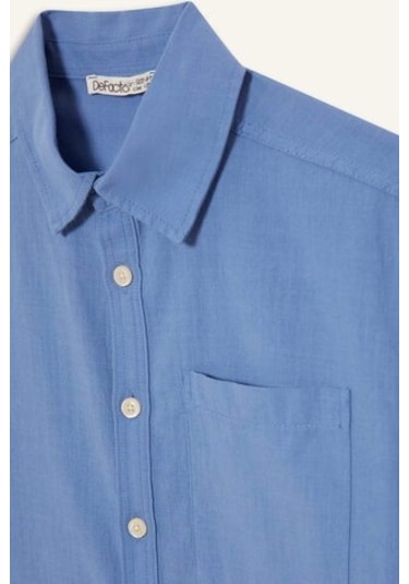 Defacto Erkek Çocuk Oversize Geniş Kalıp Polo Yaka Kısa Kollu Gömlek E5832a825hsbe422 Mavi