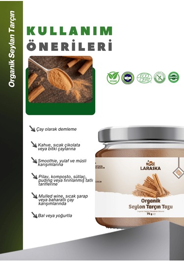 Organik Seylan Tarçın Toz 75g- Organik Seylon Tarçın Toz 75g - Organic Ceylon Cinnamın Powder 75g