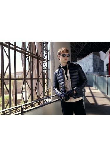 Su Geçirmez Regular Fit Erkek Şişme Suni Deri Mont Siyah 4528 Siyah