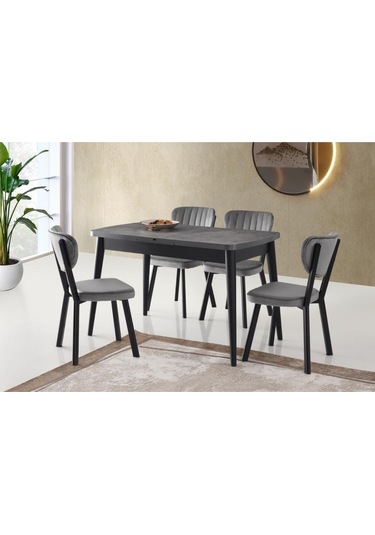 Olivya Sandalye, Siyah Metal Gri