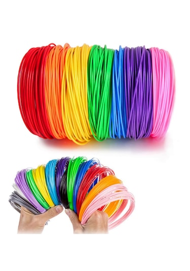 PLA Filament Seti – 10 Renk, 5 Metre x 10 Adet (Toplam 50 Metre) – 3D Kalem Uyumlu