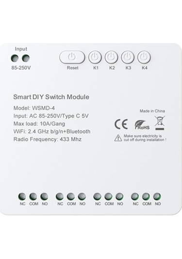 Yulong Reedark Tuya Akıllı Wifi Anahtar Modülü - 4 Kanallı,