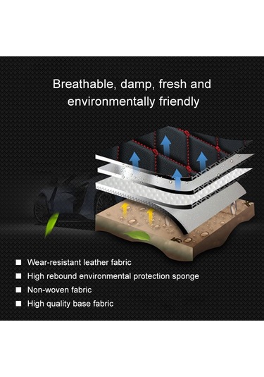 Araba Derisi Tam Kapsamlı Koltuk Minderi Kılıfı, Standart Versiyon, Sadece Bir Koltuk Siyah Kırmızı