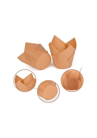 Maoyaya 200 Adet Lale Cupcake Kalıpları, Premium Muffin Astarları, Düğün, Doğum Günü, Noel İçin Doğal Kupa Sargılar Natural