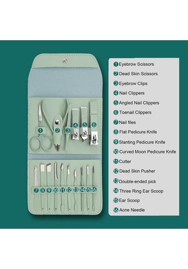 Pazly Pedikür & Manikür Seti - Taşınabilir Tırnak Makası, Dosya, Kaş Makası, Ölü Deri Aracı, Mavi Mavi