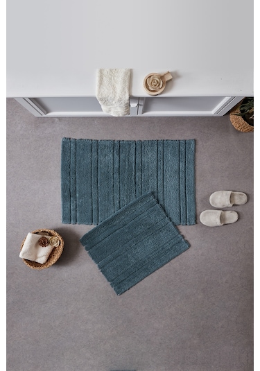 Doquhome Pera Banyo Paspası Petrol 60x100cm Petrol