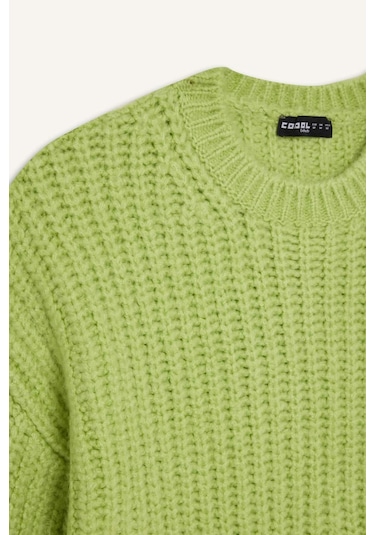 DeFacto Coool Oversize Geniş Kalıp Bisiklet Yaka Triko Kazak V1811AZNSGN597 Yeşil