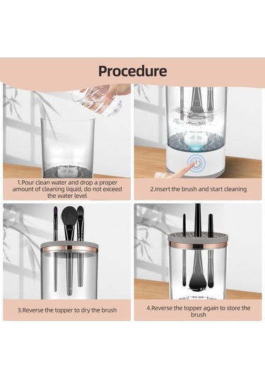 Didadodo Usb Şarjlı Otomatik Döner Makyaj Fırçası Temizleyici - Tüm Boyutlar İçin Uygun Şeffaf Küçük Boyutlar İçin Uygun Şeffaf