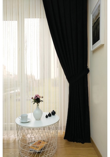 Evdepo Home Deniz Soft Pileli Fon Perde Siyah (486097157) Siyah