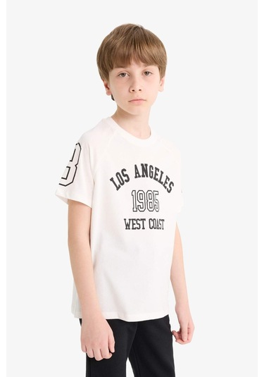 Defacto Erkek Çocuk 2li Takım Baskılı Kısa Kollu Tişört Eşofman Altı D9884a825auwt32 Beyaz