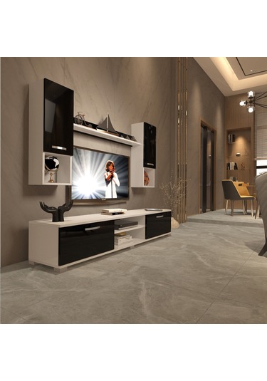 Decoraktiv Eko 5da Mdf Dvd Tv Ünitesi Tv Sehpası Beyaz - Siyah