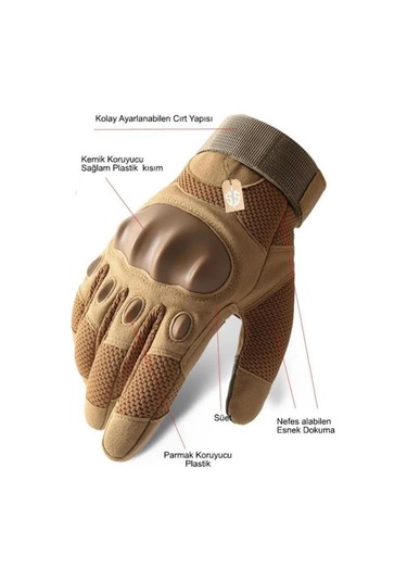 Single Sword Eklem Koruyucu Tam Parmak Motorcu Ve Bisiklet Eldiveni L-bej