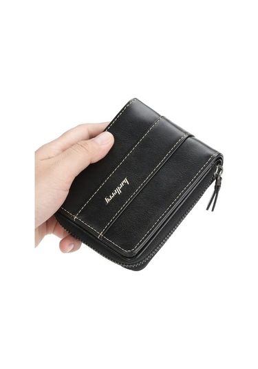 Zyzqstore Erkek Baellerry Küçük Cüzdan Toka Çoklu Kart Bozuk Para Üç Katlı Fermuarlı Koyu Kahve Koyu Kahverengi Cüzdan Koyu Kahverengi