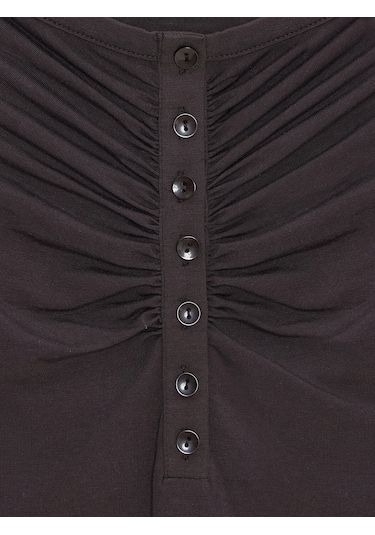 Dilvin 32661 Düğme Detaylı Bodysuit-koyu Kahve Koyu Kahve