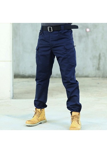 Ix7 Şehir Taktik Kargo Pantolon Erkek Mücadele Çok Cepli Pantolon Savaş Açık Spor Trekking Pantolon Nefes Çalışma Pantolonu Kargo Pantolon Lacivert