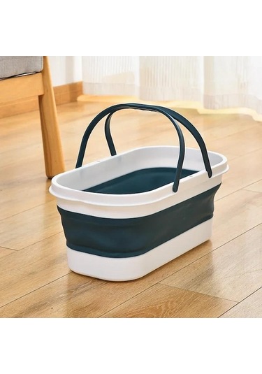 Novahub Portatif Paspas Kovası Katlanabilir Çamaşır Sepeti Tekerlekli Katlanır Su Kovası Yıkama Balık Tutma Kamp İçin Ev Eşyası Mavi Mavi