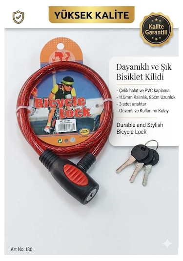 Bisiklet Kilidi 11.5mm 85 Cm Bisiklet Aksesuarı Çok Renkli