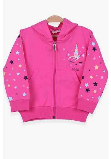 Breeze Kız Çocuk Hırka Kolları Desenli Baskılı 1-4 Yaş, Pembe