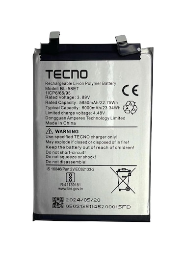 Tecno Pova 5 Lh7n Batarya Pil 6000 Mah