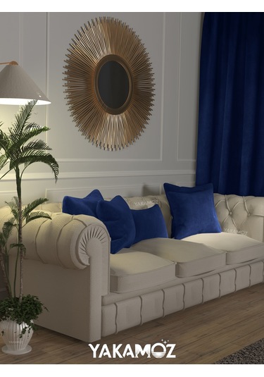 Br Yakamoz Gece Mavisi Kırlent , Yastık Kılıfı Kadife Görünümlü Velvet Touch Serisi Gece Mavisi