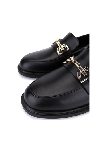 Tamer Tanca Kadın Hakiki Deri Siyah Deri Loafer Ayakkabı 1061 5117 Bn Ayk Sk25-26 Sıyah Dr Siyah