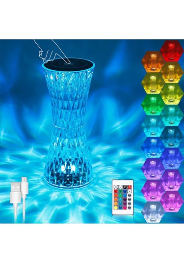 Rose Diamond Table Lamp Usb Charcing Dokunmatik , Kumandalı Usb Şeffaf