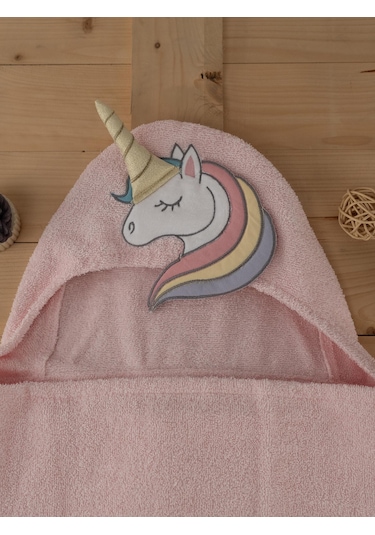 Pamuklu Unicorn Desenli Bebek & Çocuk Kundak Panço Baveno Pembe