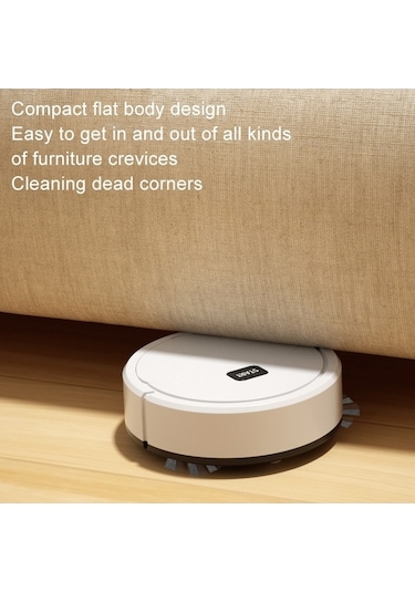 Supermarket1 Otomatik Mini Süpürme Robotu, 3'ü 1 Arada Temizleme, Paspas Süpürme, Siyah Siyah