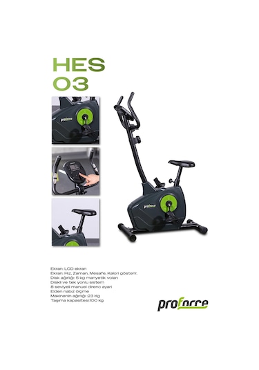 Proforce HES 03 Kondisyon Bisikleti, Dikey Ev Bisikleti, Spor Koşu Egzersiz Bisikleti