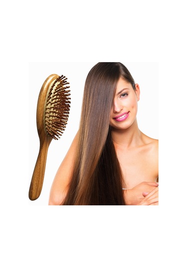 Lemestar Ahşap Saplı Hava Yastıklı Saç Tefeni - Saç Dolaşımı Artırıcı, Statikten Koruyucu, Tüm Saç Tiplerine Uygun Masajlı Tarak