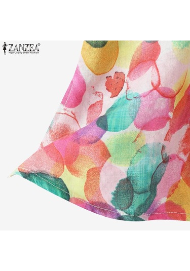 Zanzea Kadın Günlük O-boyun Baskılı Kolsuz Atlet Sarı